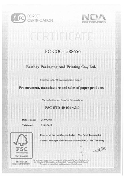 China Bestbay Packaging And Printing Co., Ltd zertifizierungen