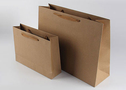Kundengebundene rechteckige Massenpapiertüten, einfache Kraftpapier-Einkaufstaschen mit Griffen