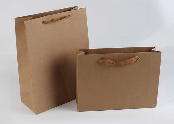 Kundengebundene rechteckige Massenpapiertüten, einfache Kraftpapier-Einkaufstaschen mit Griffen