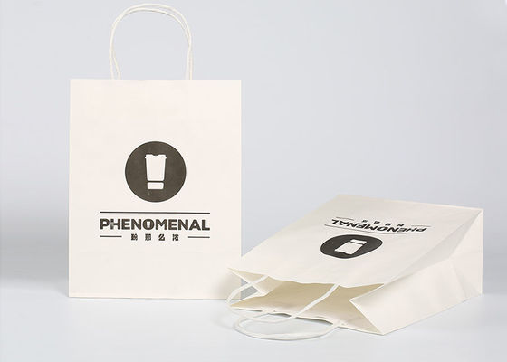 Großes Papier-weiße Verpackungs-Taschen, Druckgeschenk-Taschen für Geschenk-Kleiderverpackung