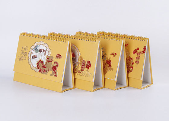 Netter Klassiker-Spiralen-Tischkalender-Kunstdruckpapier-Material-und Goldheißer Folien-Stempel