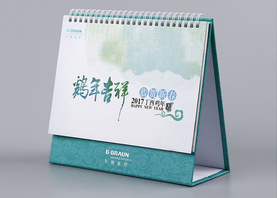 Weißmetall-verbindlicher Schreibtisch-Kalender Cmyk farbenreiches und Papierdrucken